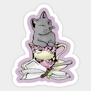 Teacup Kitty Sticker